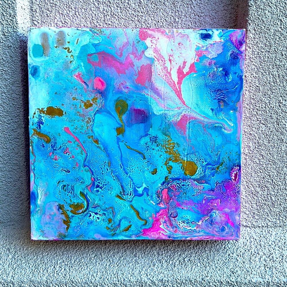 8 x 8 “ Acrylic Abstract Painting on wood canvas for Home Decor 🎨